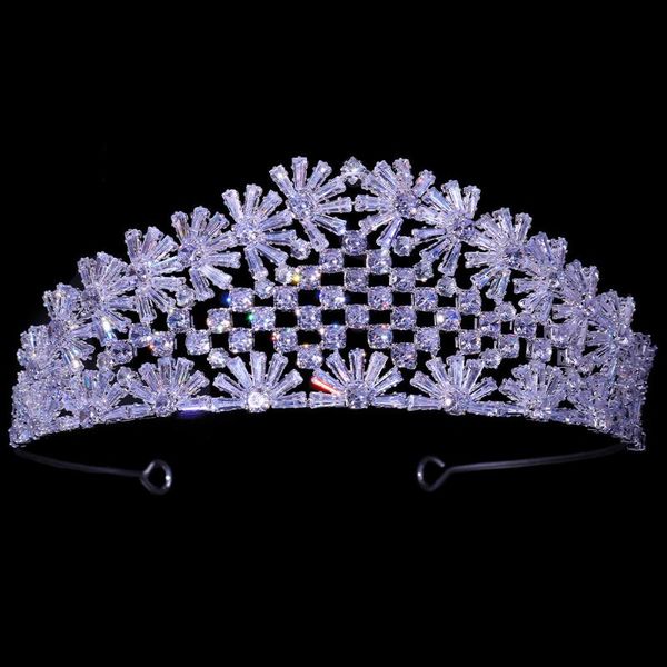 

hair clips & barrettes flower-shaped zircon crown fashion bridal tiaras wedding headwear 3a cz hairband pageant headdress accessories hq0212, Golden;silver