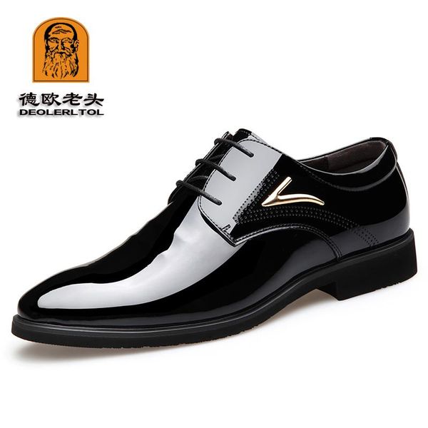 

dress shoes 2021 men quality patent leather pointed toe bright black soft man