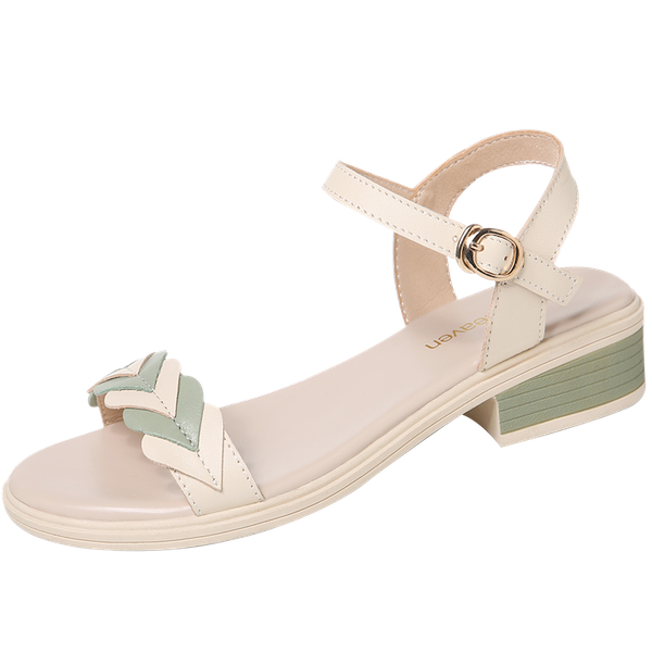 

woman shoes open-toed square heel summer sandals one-shaped buckle strap color-blocking waterproof platform, Black