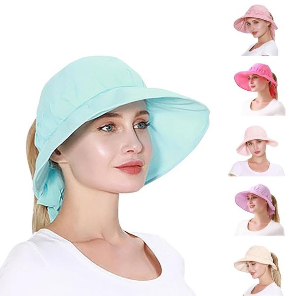 

wide brim hats ladies spring and summer beach fashion outdoor riding sun protection panama cap fishing boonie hat, Blue;gray