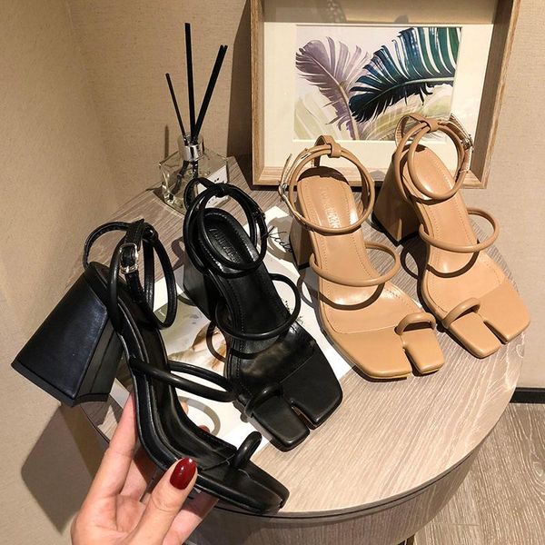 

dress shoes 2021 women pumps fashion thick high heels sandals woman thin belt open toe flip flops ladies casual, Black