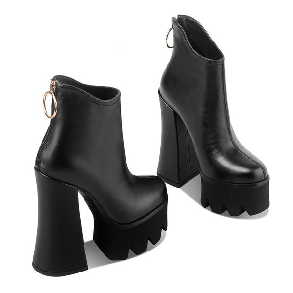 

asumer plus super high heels women genuine leather shoes zip pinkie toe fashion woman's boots, Black