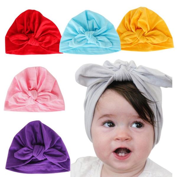 

beanies baby products children headscarf cap solid color knot hood hat ear beanie