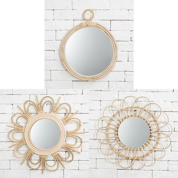 

mirrors rattan innovative art homestay decoration makeup mirror dressing bathroom wall hanging craft po props