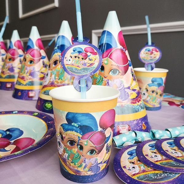 

disposable dinnerware schimmer und glanz kinder girl happy birthday party supplies baby shower dekoration papier tasse platte banner tischde
