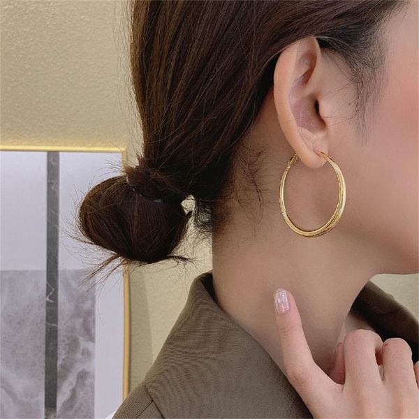 

hoop & huggie trend gold color metal stud earring large circle geometric round big earrings for women party jewelry wedding pendants, Golden;silver