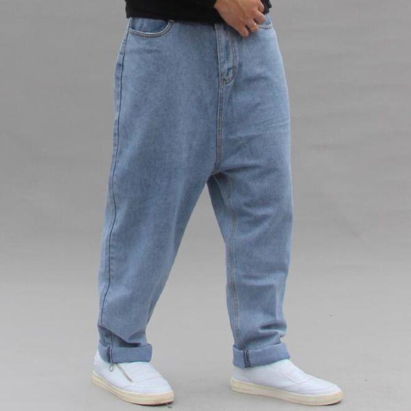 

men's jeans loose casual jeans men's hip hop harem blue crotch large 4xl