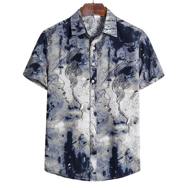 

men new shirts stylish blouse summer fashion casual printed short sleeve loose shirts -5xl_yw_rw, White;black