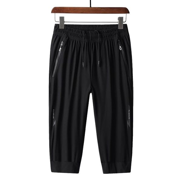 

men's shorts korean summer ice silk 7-point pants with air permeability medium trousers for boys -8xl large size thin quick drying, White;black