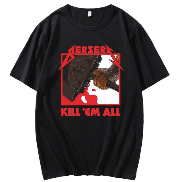 

men's t-shirts 2021 japanese anime berserk graphics print short sleeve sspring summer hipster black t-shirt male retro style t shirt, White;black