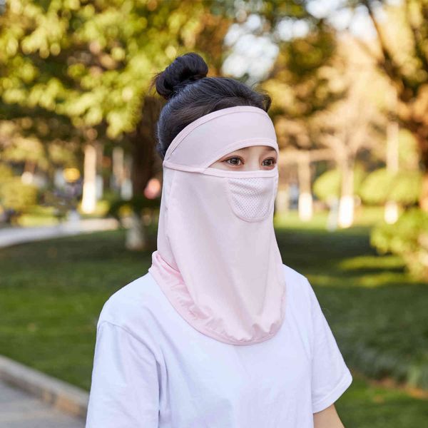 

2021 spring new sunscreen mesh bib mask solid color simple sunshade shawl breathable riding g3yo