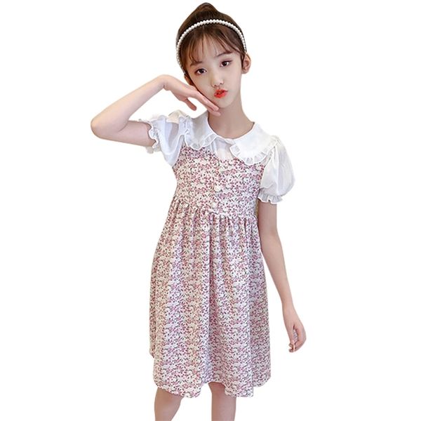 

girl dresses floral pattern child dress patchwork kids summer s costumes 6 8 10 12 14 210527, Red;yellow