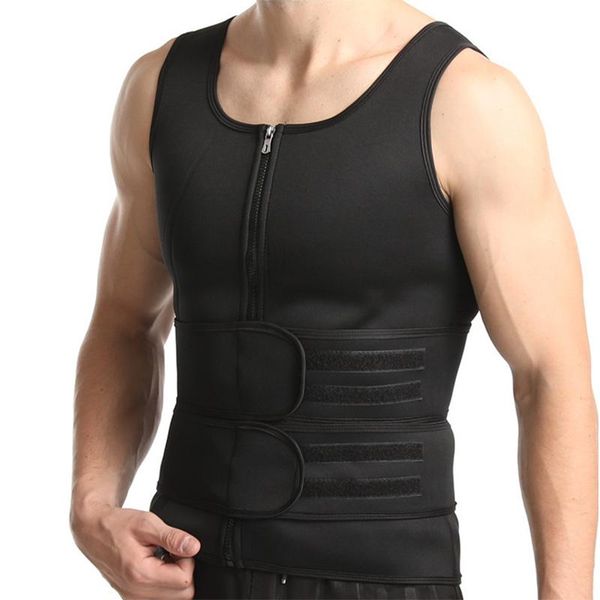 

men's body shapers men shaper waist trainer belt abdomen shapewear sauna suit slimming underwear reinforced sweat vest rubber corset, Black;brown