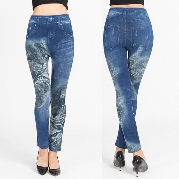 

womens elastic waist casual pants high jeans blue denim est style fashion summer trousers women's
