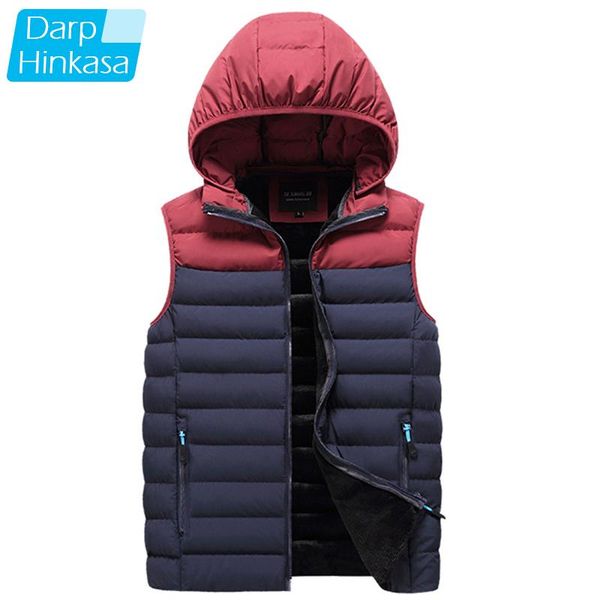 

winter warm splicing vest jacket men thick hooded sleeveless waistcoat spring autumn casual fashion men's vests, Black;white