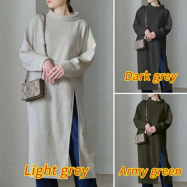 

women midi dress 2021 fashion ladies turtleneck vestidos casual solid robe femme autumn long sleeve sundress plus size women's hoodies, Black