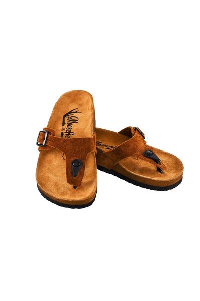

slippers genuine leather brown women 's, Black