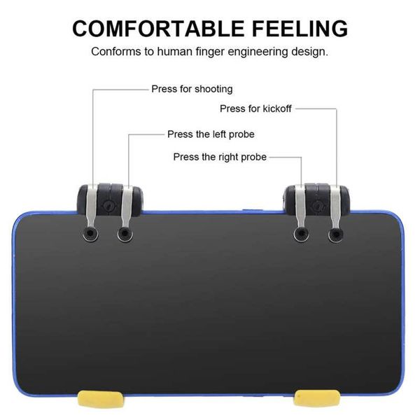 

mini gamepad trigger for pubg shooter controller six-finger button mobile phone game stick abs alloy controllers & joysticks