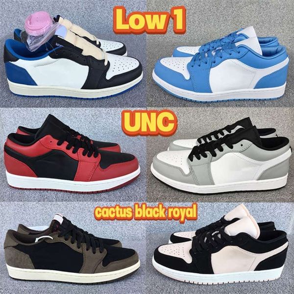 

est low 1 1s university blue unc men basketball shoes cactus black royal reverse bred light smoke grey mens women sneakers us 5.5 yuduojiaju
