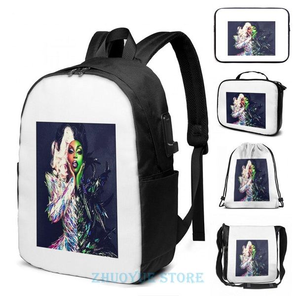 

backpack funny graphic print todrick hall straight outta oz usb charge men school bags women bag travel laptop