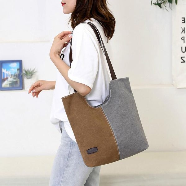 

duffel bags woman ladies shoulder handbags women scrub daily shopping super market hand bag canvas female bucket b070