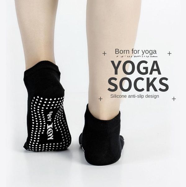 

yoga five finger socks professional silicone non-slip cotton pilates dance fitness split toe sports, Black