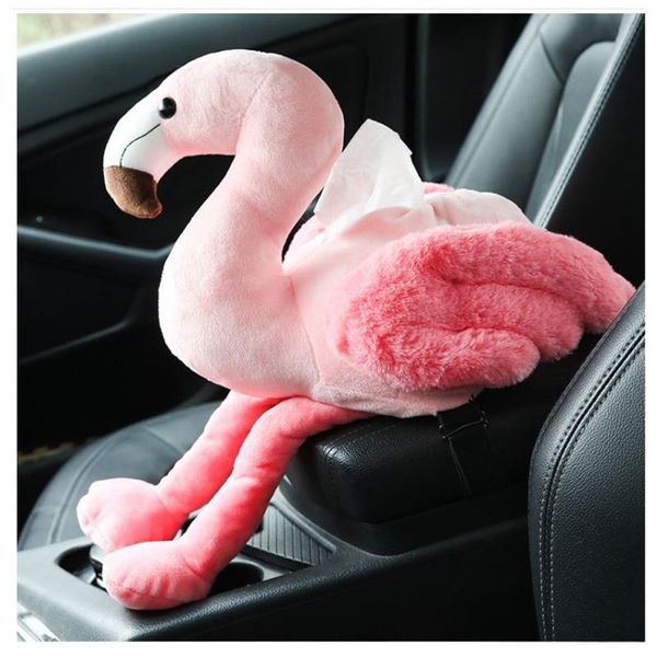

tissue boxes & napkins 1pcs flamingo box cover creative car armrest case cute plush toys decorative napkin holder for home decor