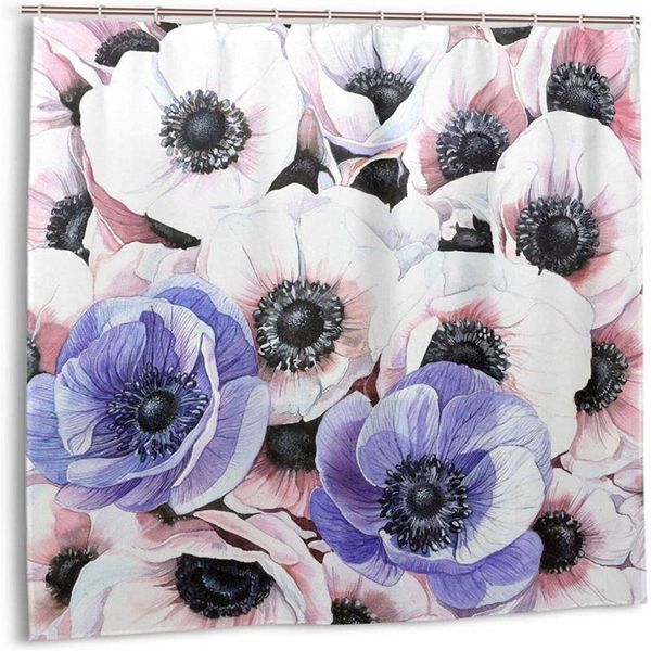

shower curtains anemone flower waterproof curtain, cartoon curtain