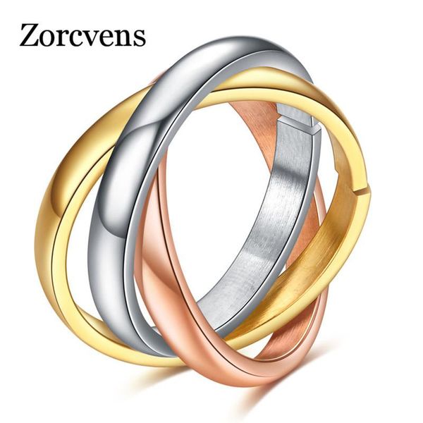 

cluster rings letapi black gold silver color classic 3 rounds ring sets stainless steel wedding engagement for woman, Golden;silver