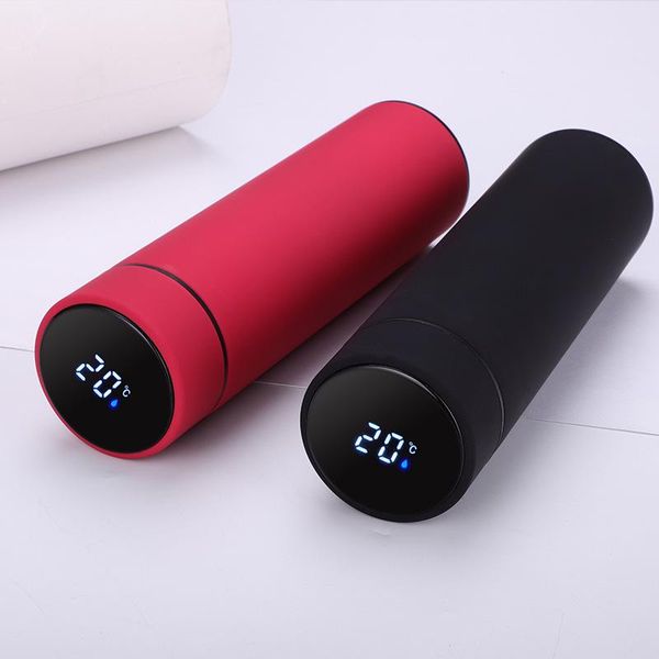 

smart frosted vacuum flask for men and women stainless steel large-capacity temperature display straight water cup bottles
