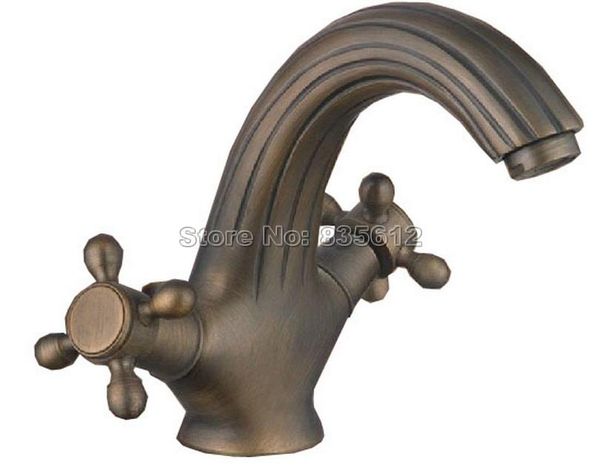 

bathroom sink faucets elegant gooseneck basin antique brass mixer tap / single hole deck mounted vessel dual handles wnf026