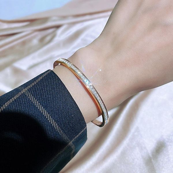 

bangle rose gold titanium steel fashion personality diamond bracelet female ins niche design senior cold style. bracelets for women, Black