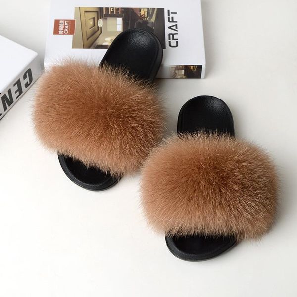 

women's furry slippers ladies shoes cute plush hair fluffy sandals woman fur slides winter warm flip flops, Black