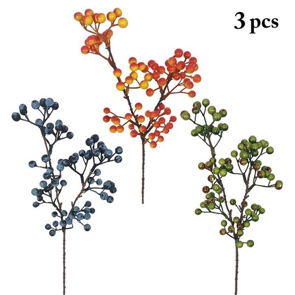 

decorative flowers & wreaths 3 branches artificial plants set lifelike faux berry twig stem for wedding party fake plant decor supplies
