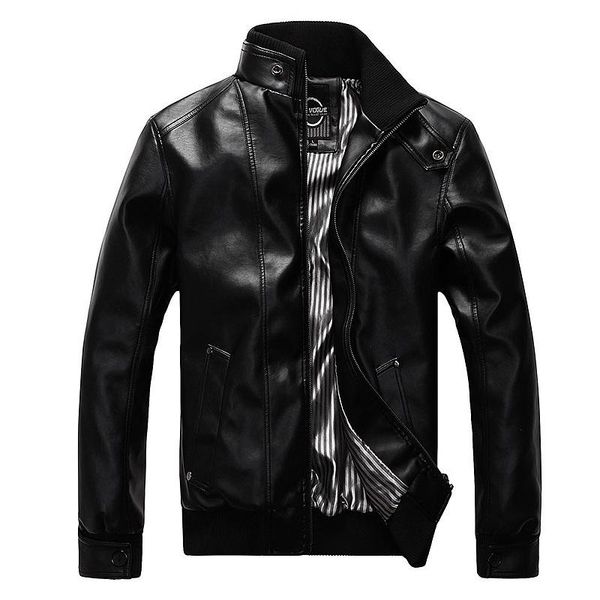 

men's leather & faux men locomotive coat 2021 spring autumn winter style korean-style slim fit jack, Black