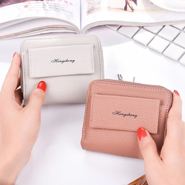 

wallets 2021 women's wallet short versatile zipper bag casual colorful coin purse fashion card holder clutch cartera mujer, Red;black