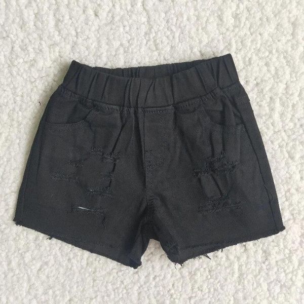 

wholesale fashionable baby girls summer clothing denim shorts black color kids boutique children toddler pocket jeans, Blue