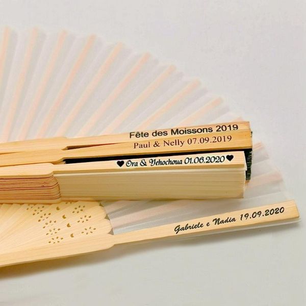 

party favor 24pcs personalized engraved silk hand fan wedding fold vintage fans customized