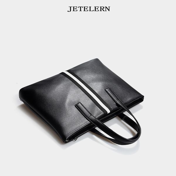 

pure fashion leather briefcase portable busins bag 13.3-inch computer file ultra thin