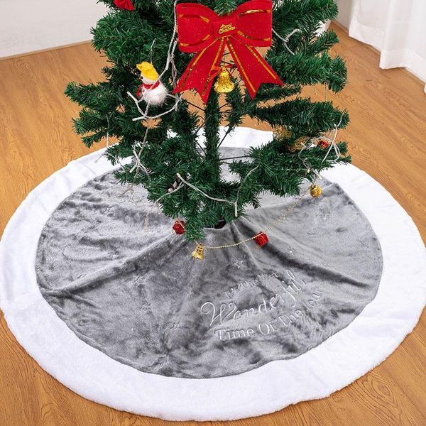 

christmas decorations tree skirt gray embroidered holiday scene decoration