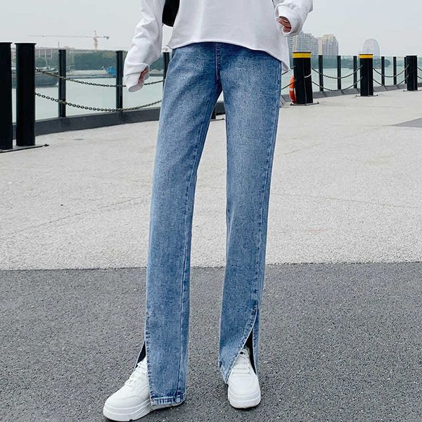 

women's jeans spring and autumn period the han edition trends show thin split l to restore ancient ways of tall waist jeans 1vq0, Blue