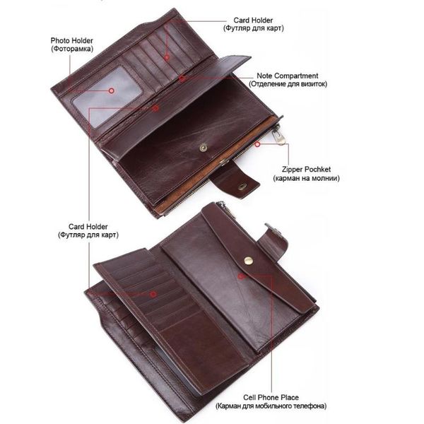 

wallets men's wallet genuine leather vintage long style cash purses multi-card purse quality coin luxury clutch large card bag, Red;black