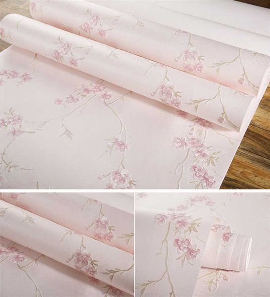 

wallpapers fine embossed pink dandelion flower eco protection bedroom living room 3d wallpaper fresh rural non-woven children's wallpa