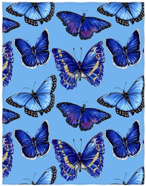 

blankets blue butterfly print super soft throw blanket for bed couch sofa lightweight travelling camping size all season