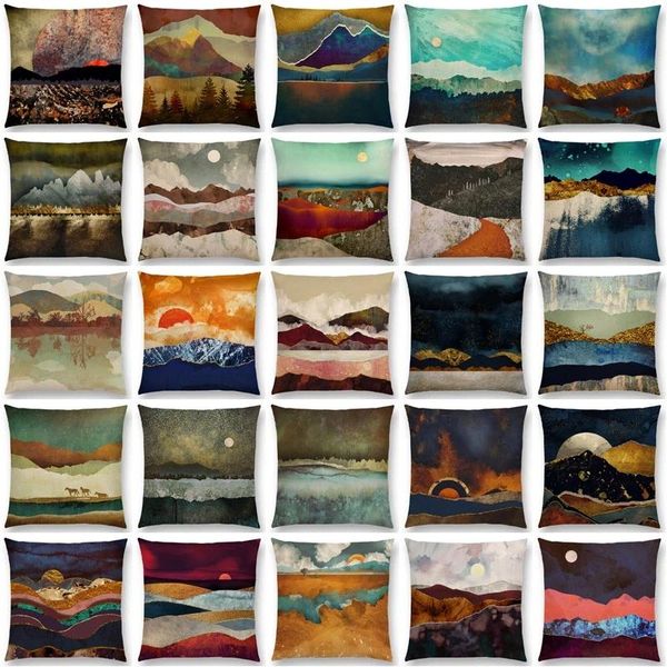 

cushion/decorative pillow abstract mountains wilderness cushion cover home decor sunrise pillowcase polyester and linen christmas gifts thro