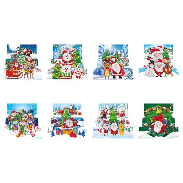 

greeting cards 8pcs diy diamond painting card special-shaped part drill mosaic merry christmas embroidery kit santa xmas postcards