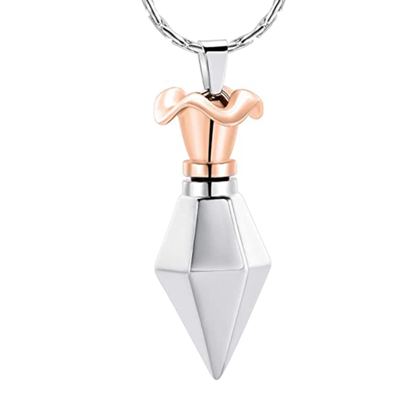 

pendant necklaces cremation jewelry urn necklace for ashes rose flower holder stainless steel cone keepsake, Silver