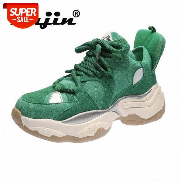 

fujin women sneakers 2021 fashion lace up platform shoes thick bottom round toe sewing women's mesh breathable chunky #ms4w