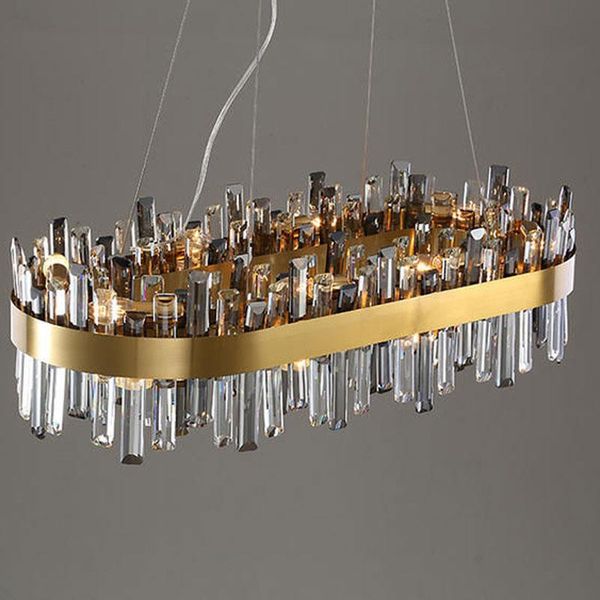 

chandeliers led postmodern golden stainless steel k9 crystal chandelier lighting lustre suspension luminaire lampen for living dinning room