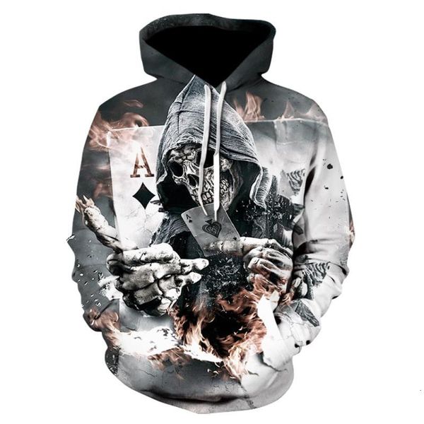 

men's & sweatshirts casual hoodie ghost fire skull print 3d sweatshirt hoodies for women men pullover hoody autumn winter streetwear fr, Black